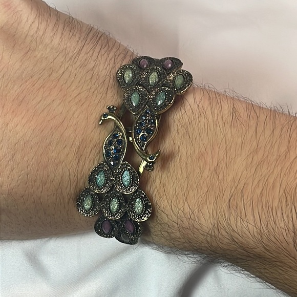 Vintage Peacock Rhinestone Bracelet - Picture 4 of 6